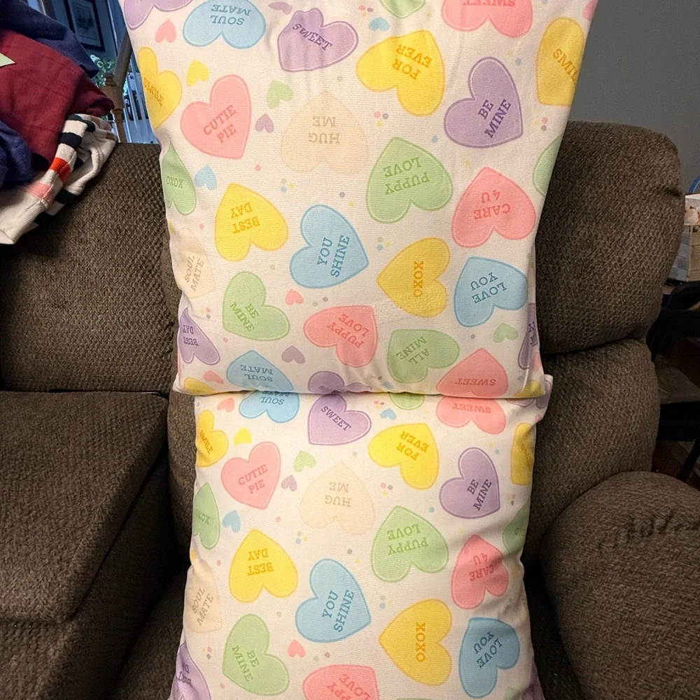 Two Heart Print Valentine Throw Pillows   18 X 18
